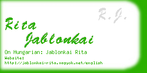 rita jablonkai business card